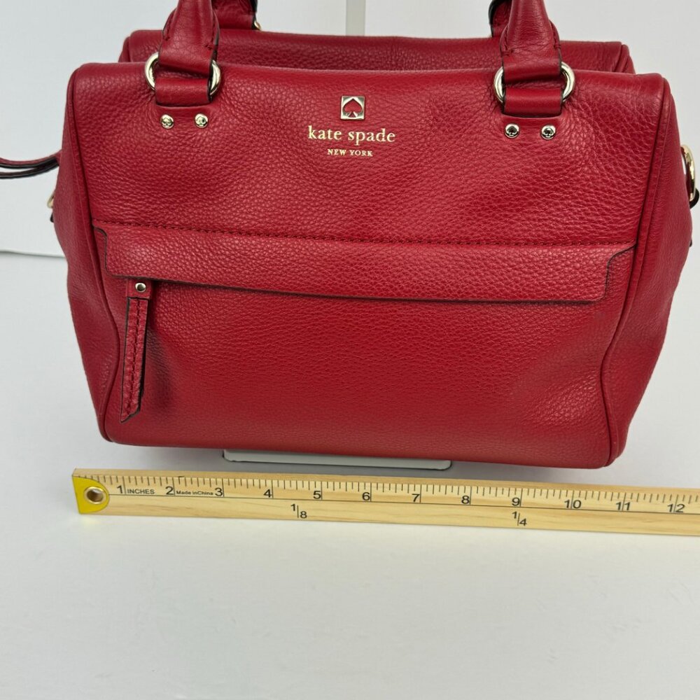 Kate Spade Red Pebbled Leather Satchel Handbag - Picture 9 of 15